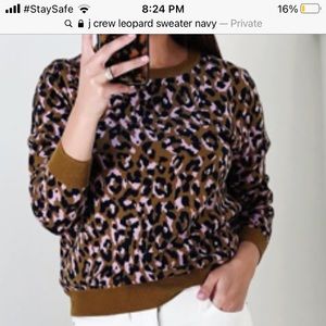 J crew crew neck sweater in leopard